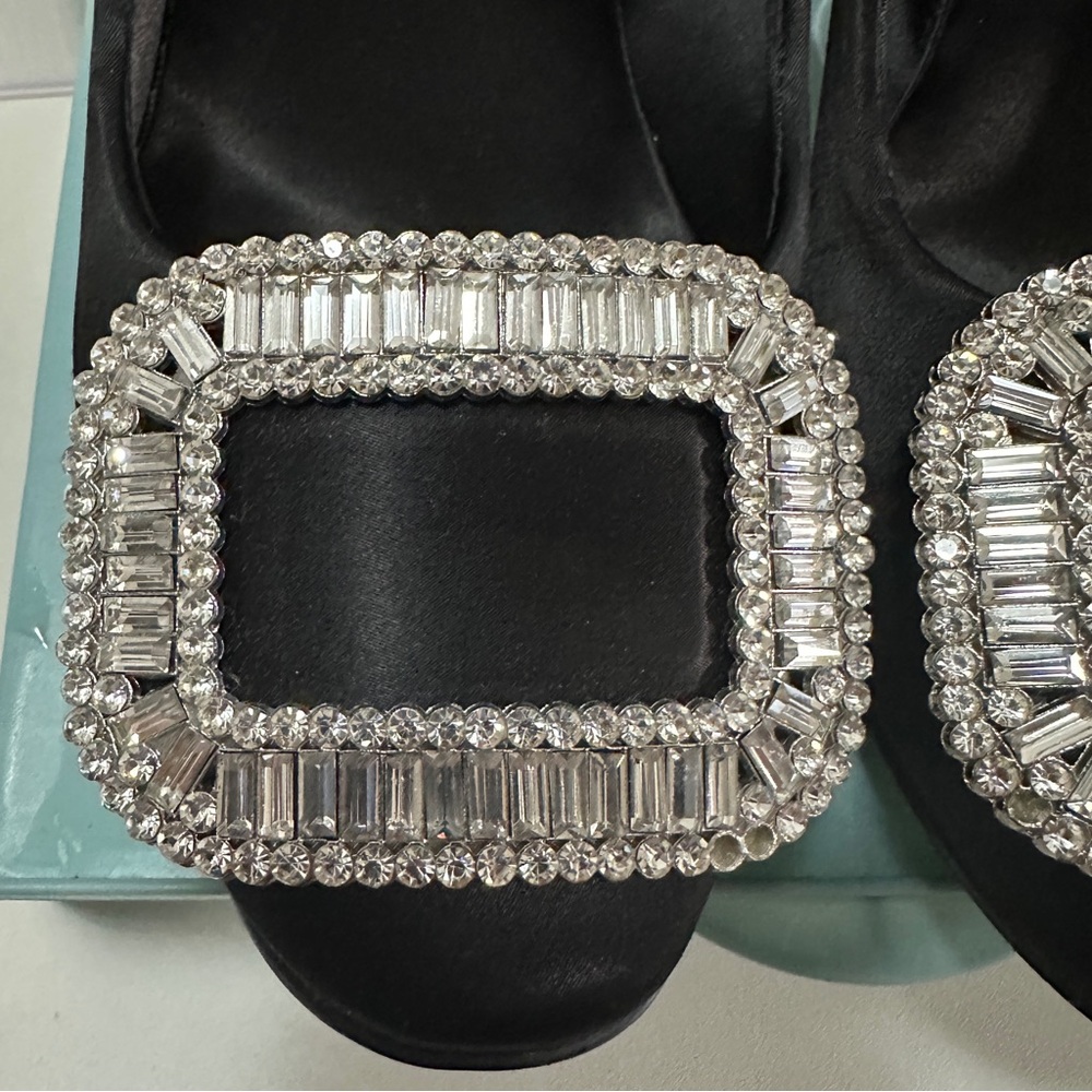Roger Vivier Black Satin Heels with Silver Embellishment - Picture 11 of 11